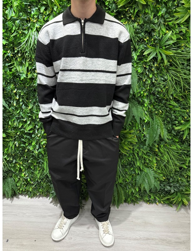 Maglione a righe grigio