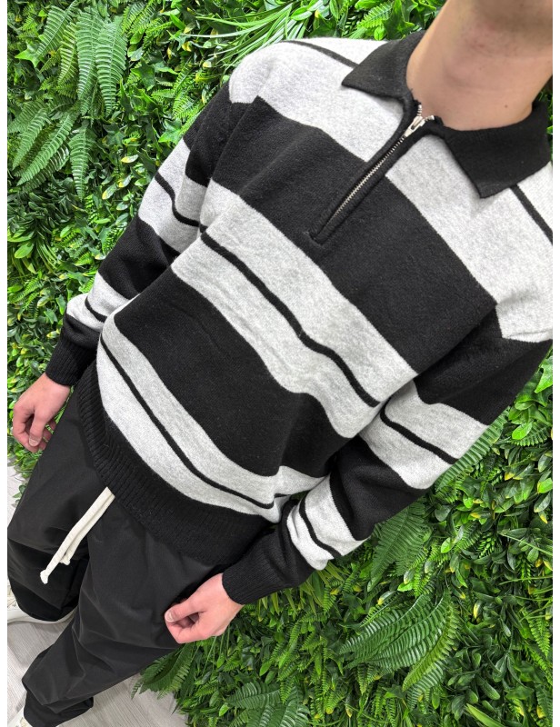 Maglione a righe grigio