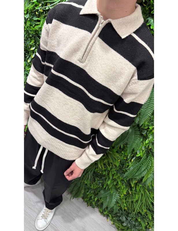 Maglione a righe beige