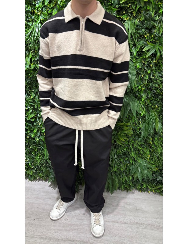 Maglione a righe beige