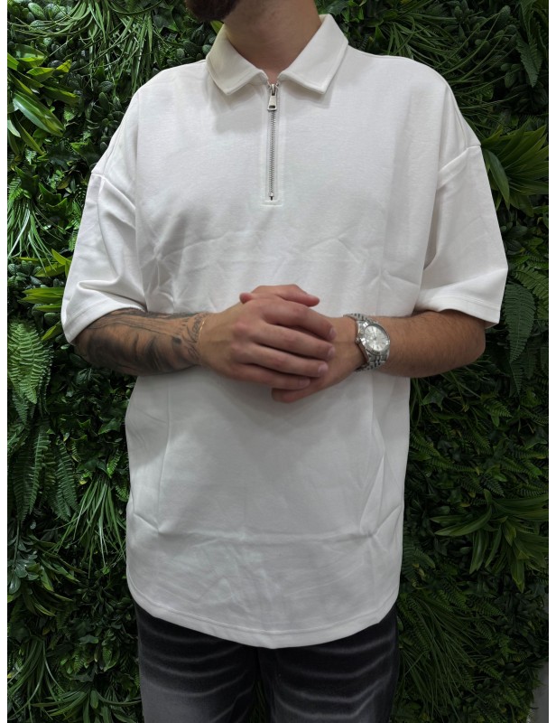 Polo zip over bianca