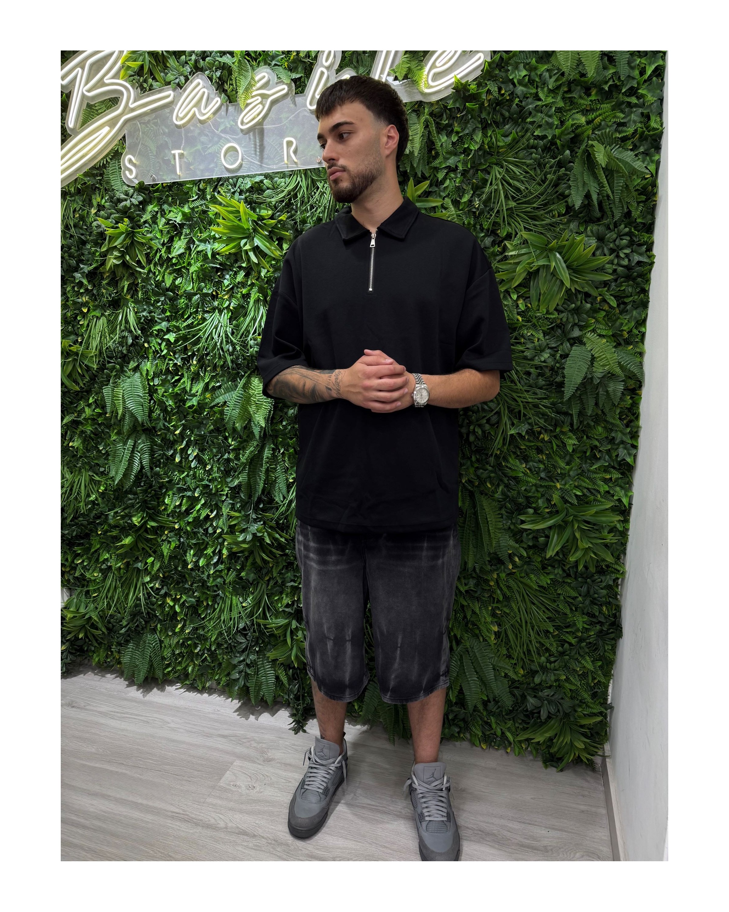 Polo over zip nera