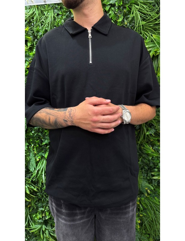 Polo over zip nera
