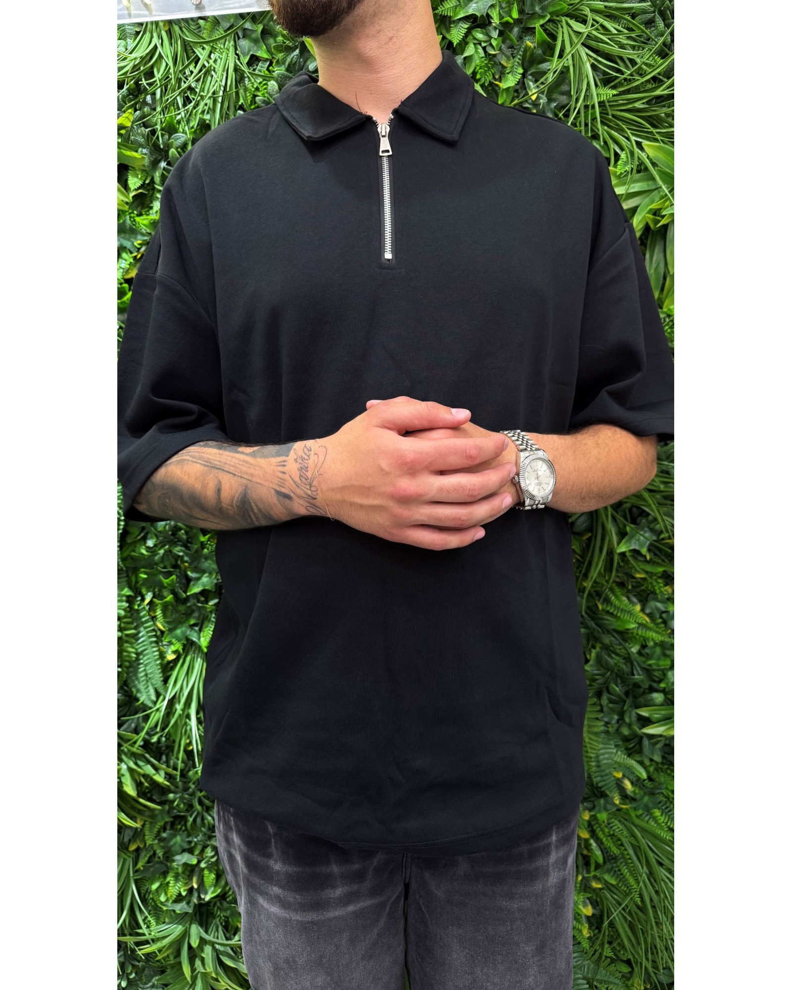 Polo over zip nera