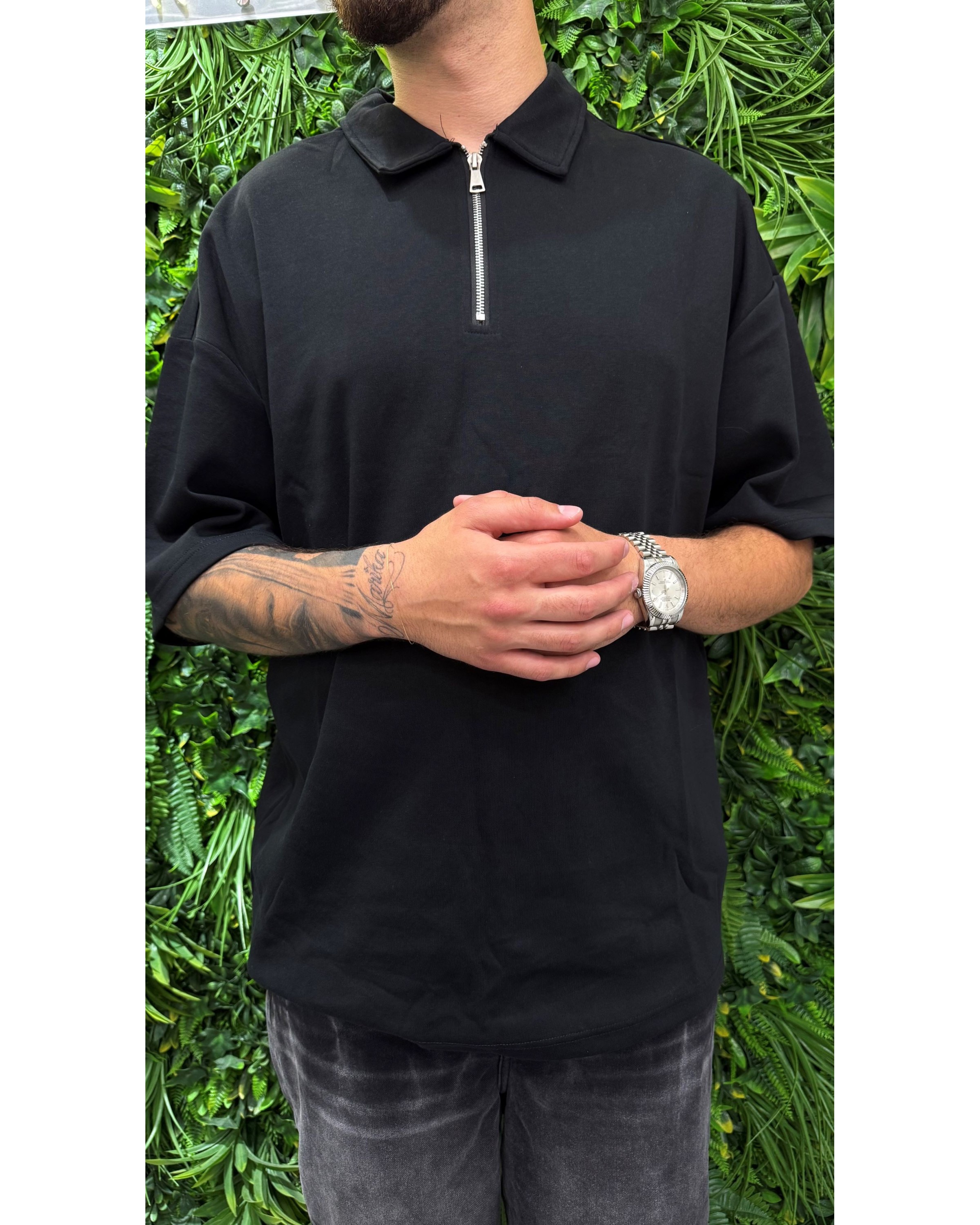 Polo over zip nera