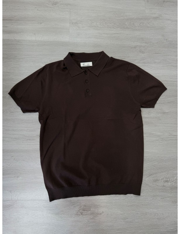 Polo slim fit marrone bottoni