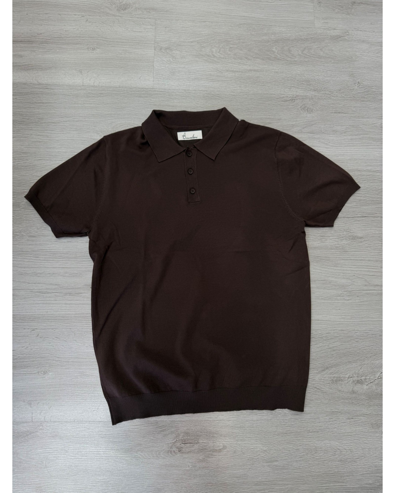 Polo slim fit marrone bottoni