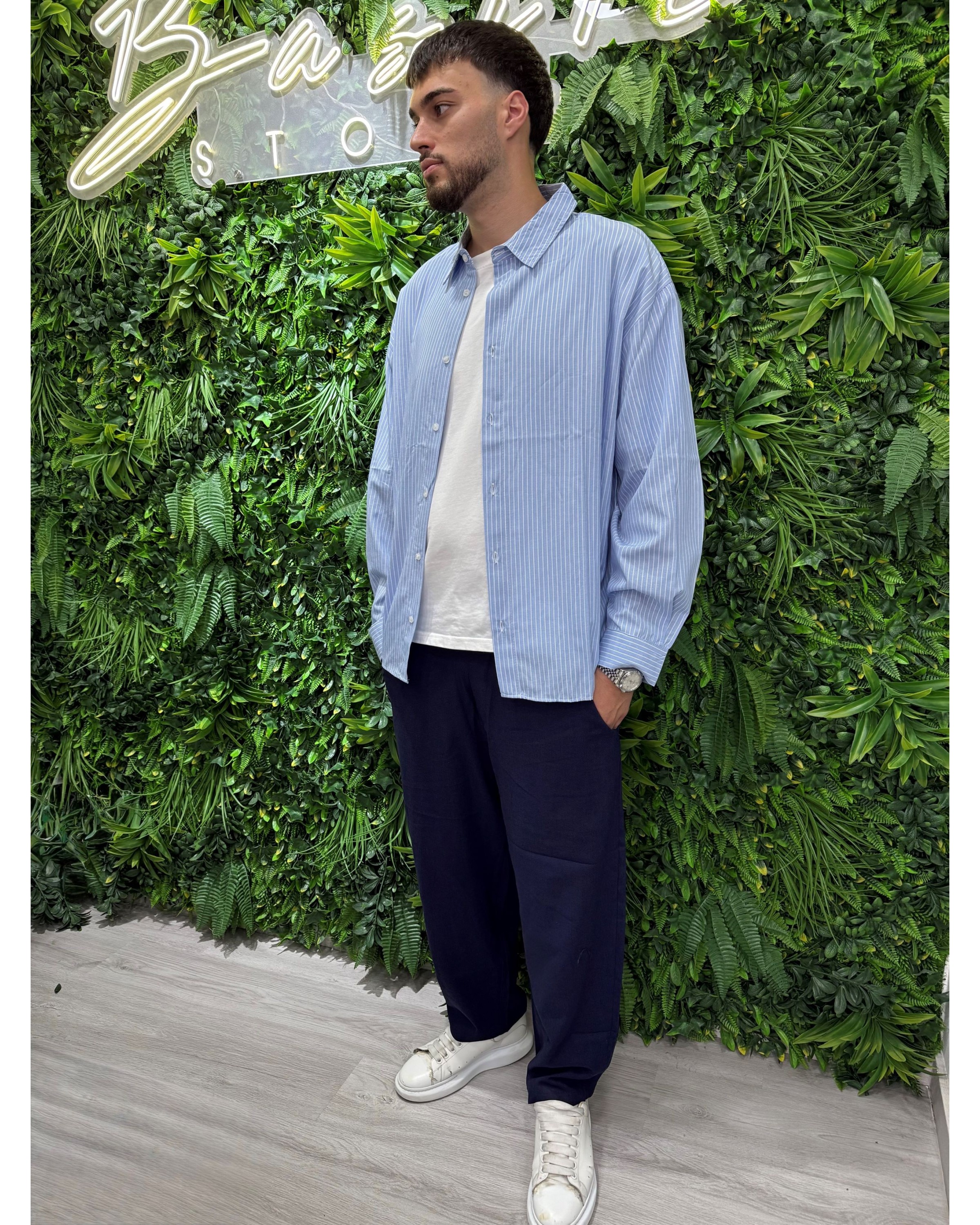 Pantalaccio baggy lino blu
