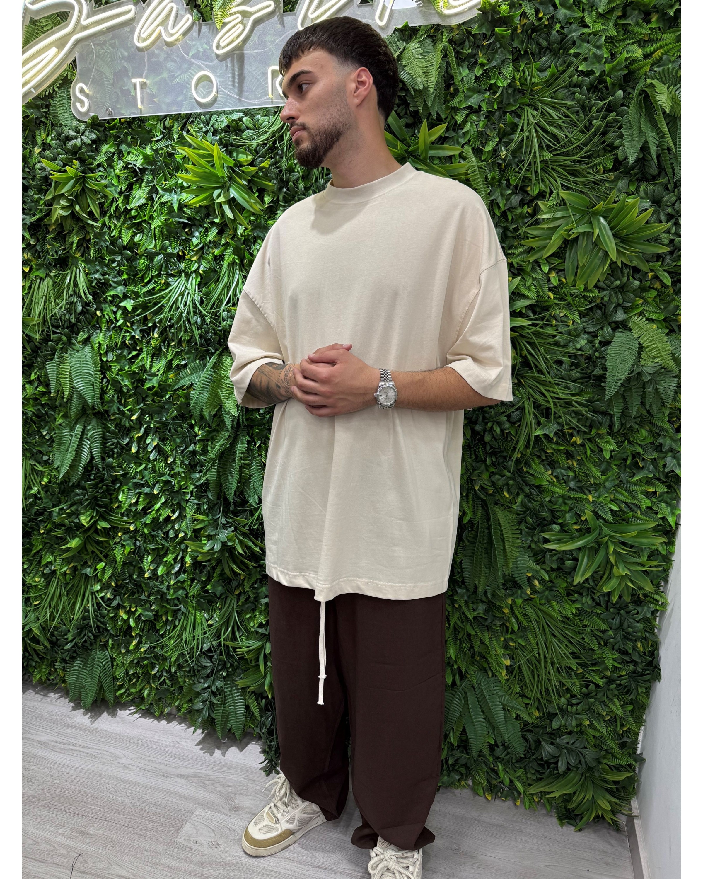 Pantalaccio baggy lino marrone