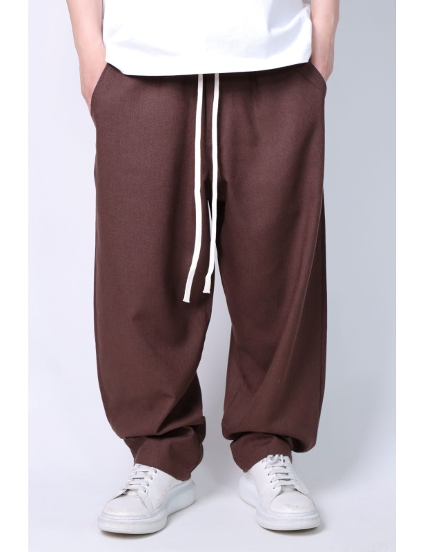 Pantalaccio baggy lino marrone