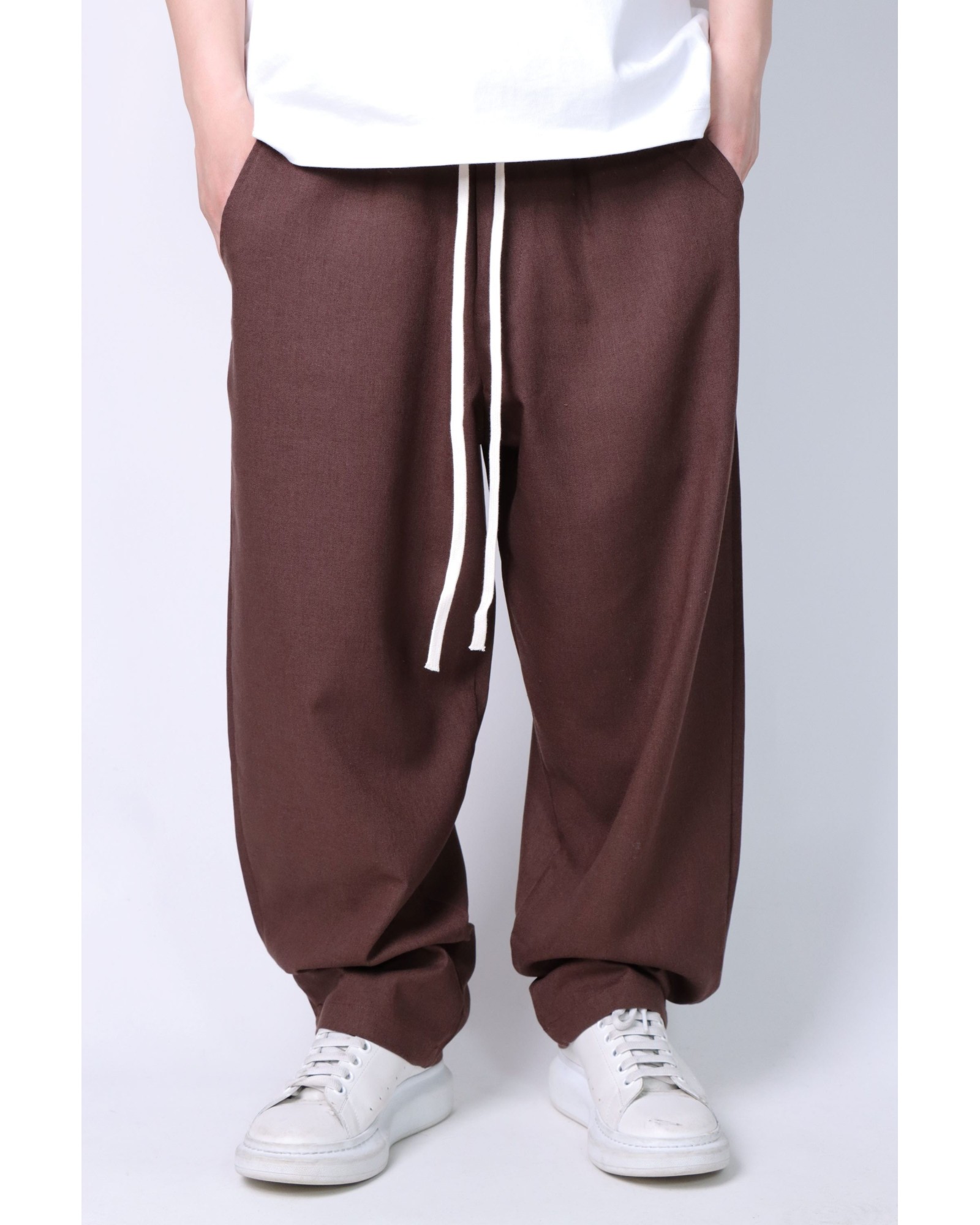 Pantalaccio baggy lino marrone