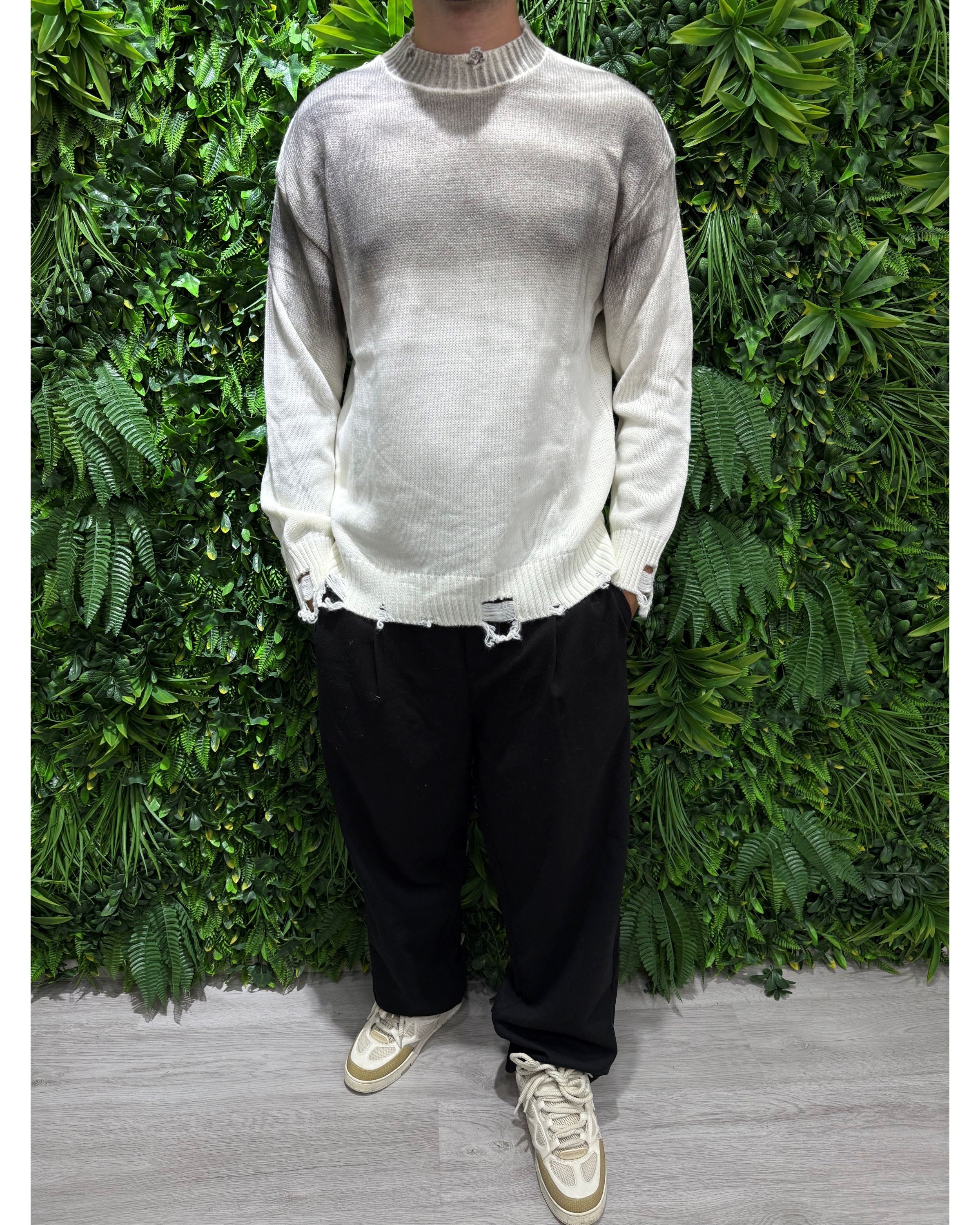 Maglione stone washed crema