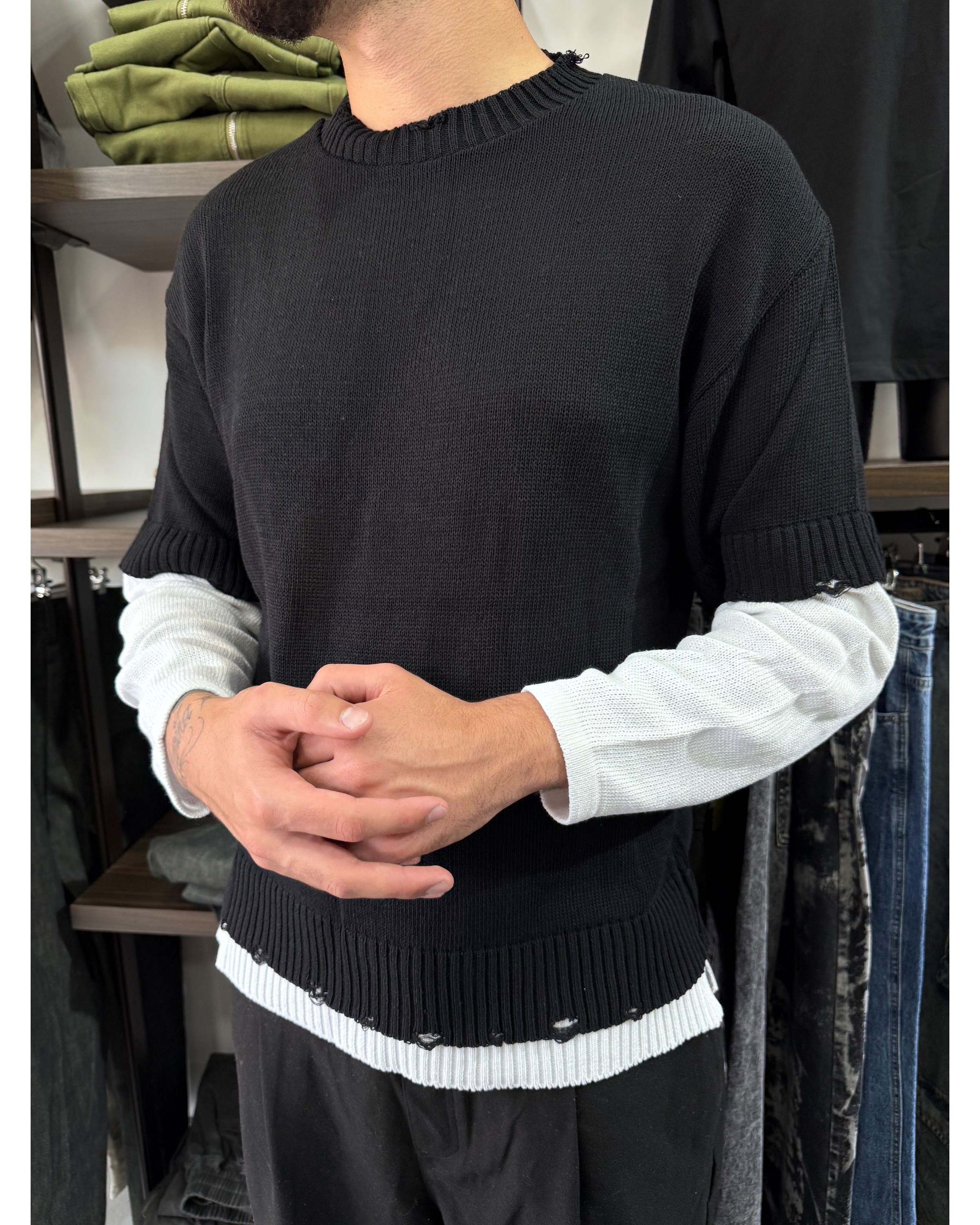 Maglione doppia manica